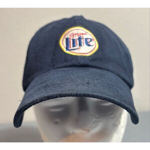 Vintage Y2K Miller Lite Beer Hat Logo Blue Adjustable